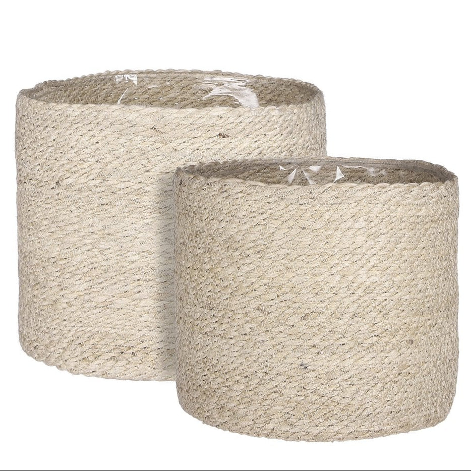 Atlantic plantenmanden, jute, set van 2