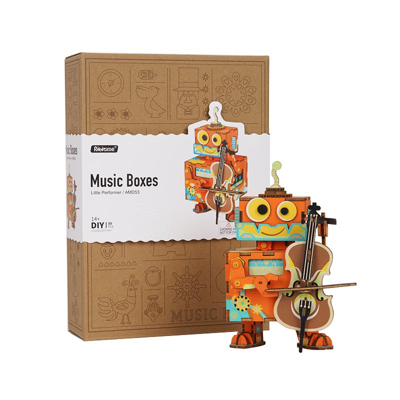 3D houten muziekdoos bouwpakket Little Performer 12 × 8 × 17 cm – 88 stukjes