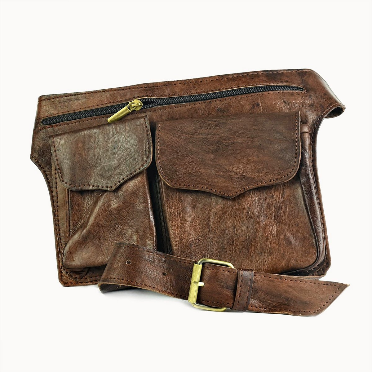 Bari leren heuptas met 3 vakken, 25 × 20 cm