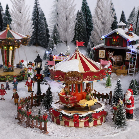 Kerstdorp draaimolen met beweging en verlichting, 13 × 13 × 17,5 cm