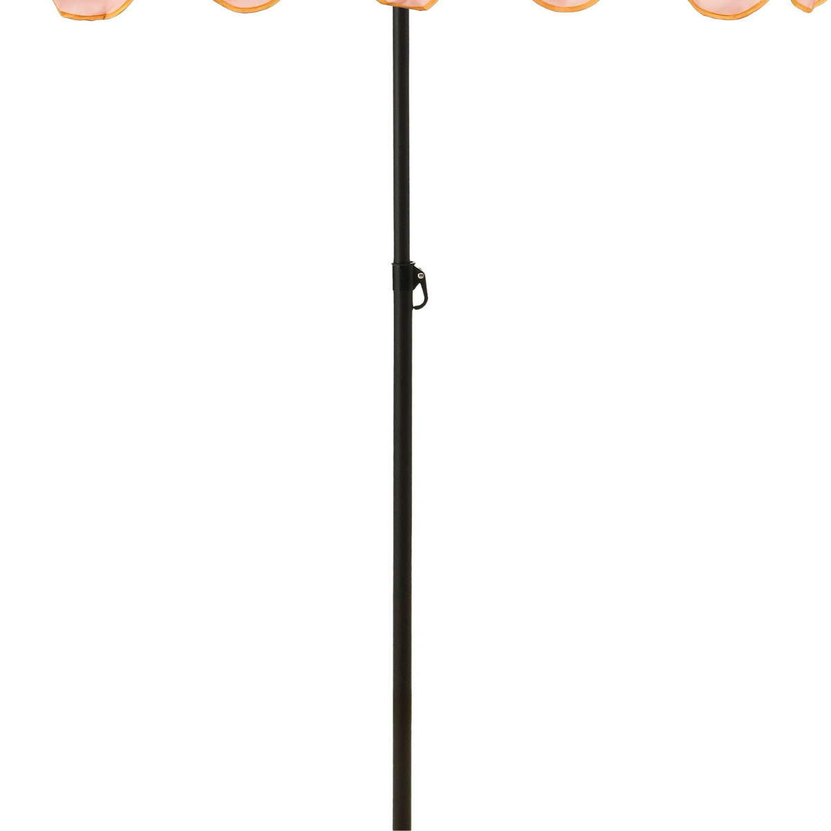 Geel-roze gestreepte parasol met ruches Ø195 cm