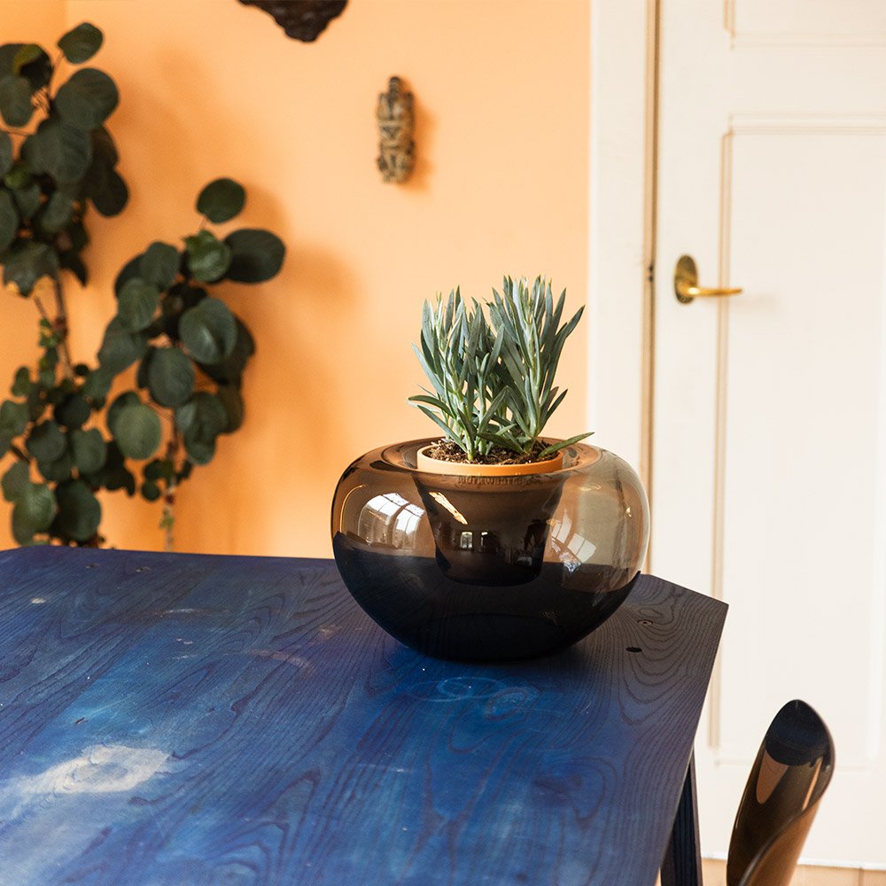 Potvase glazen plantenvaas met terracotta pot, Ø 35 cm