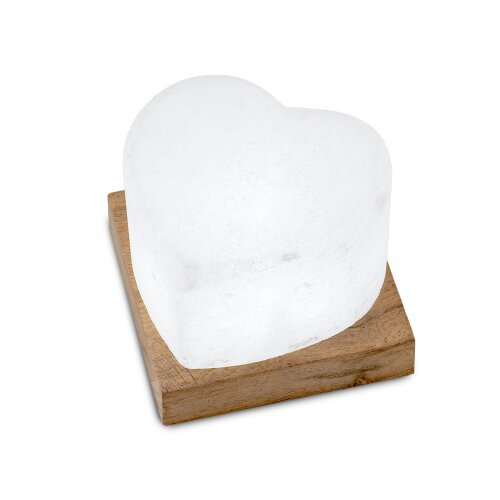 Salt Dreams hart zoutlamp USB LED met houten voet 9 cm
