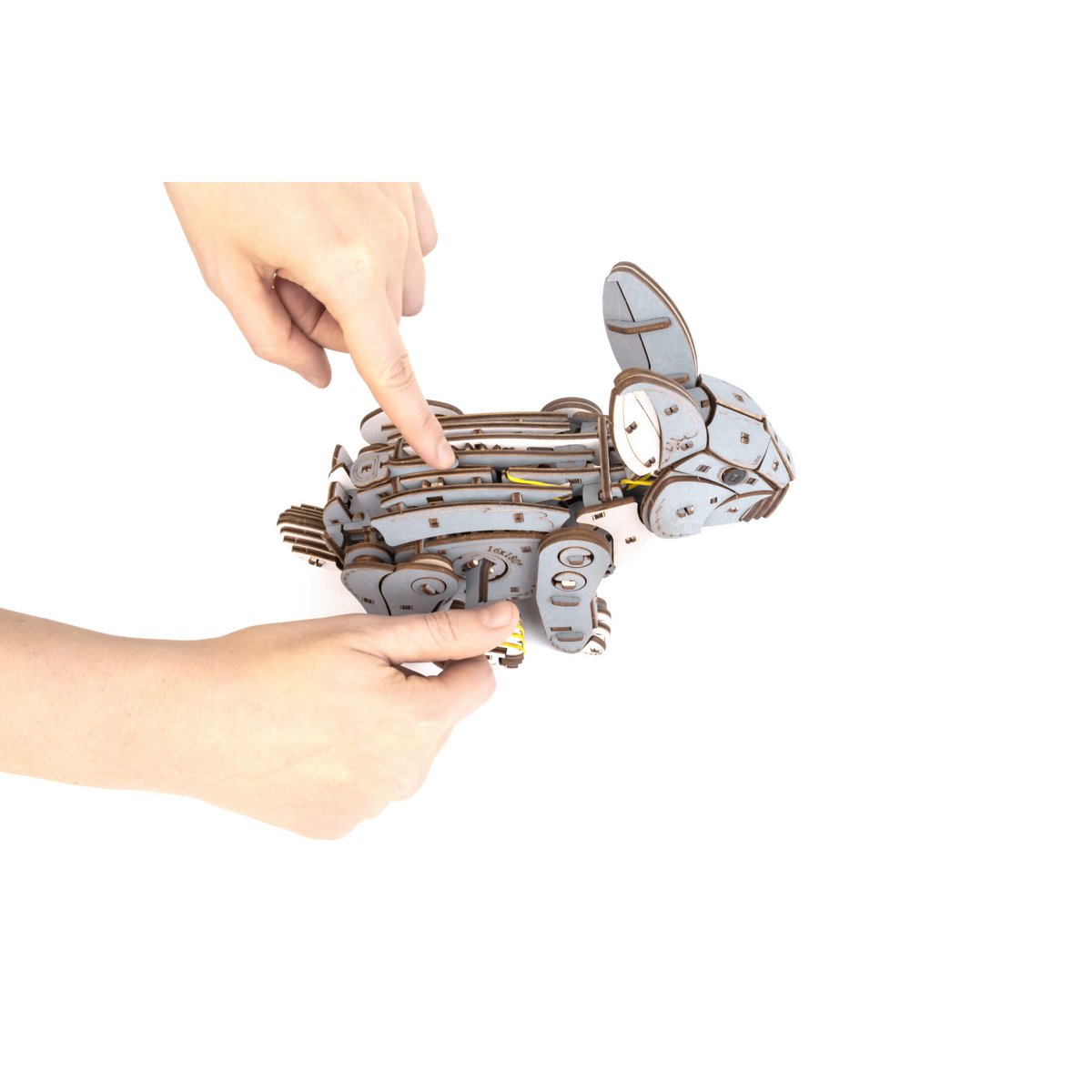 Konijn mechanische houten puzzel grijs, 21,7 × 10,4 × 17,4 cm