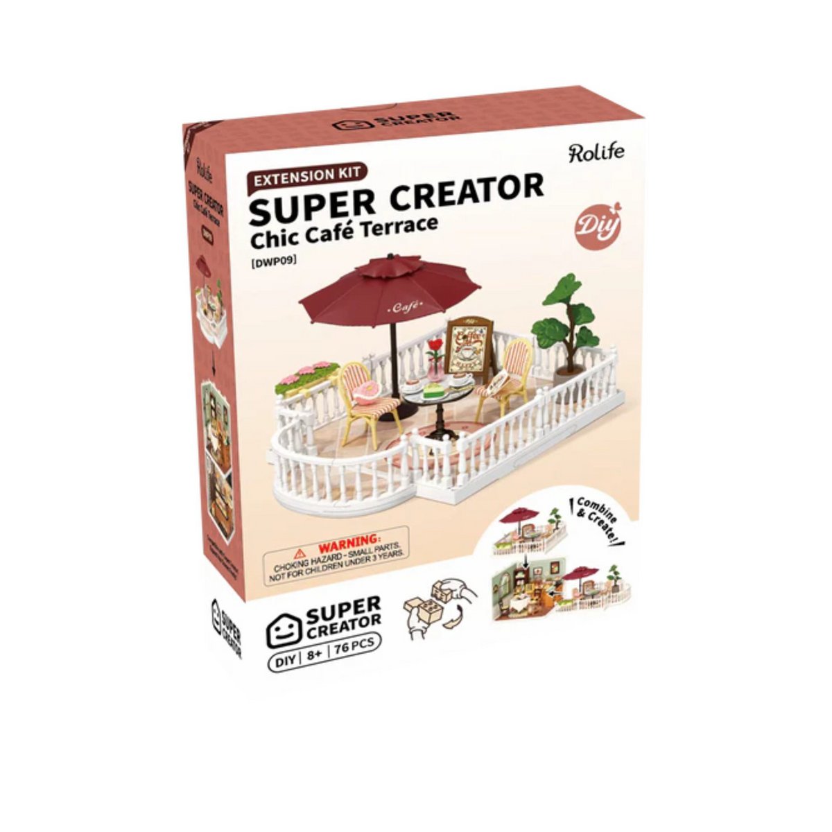 DIY miniatuur café terras, 18 x 12,3 x 16,3 cm