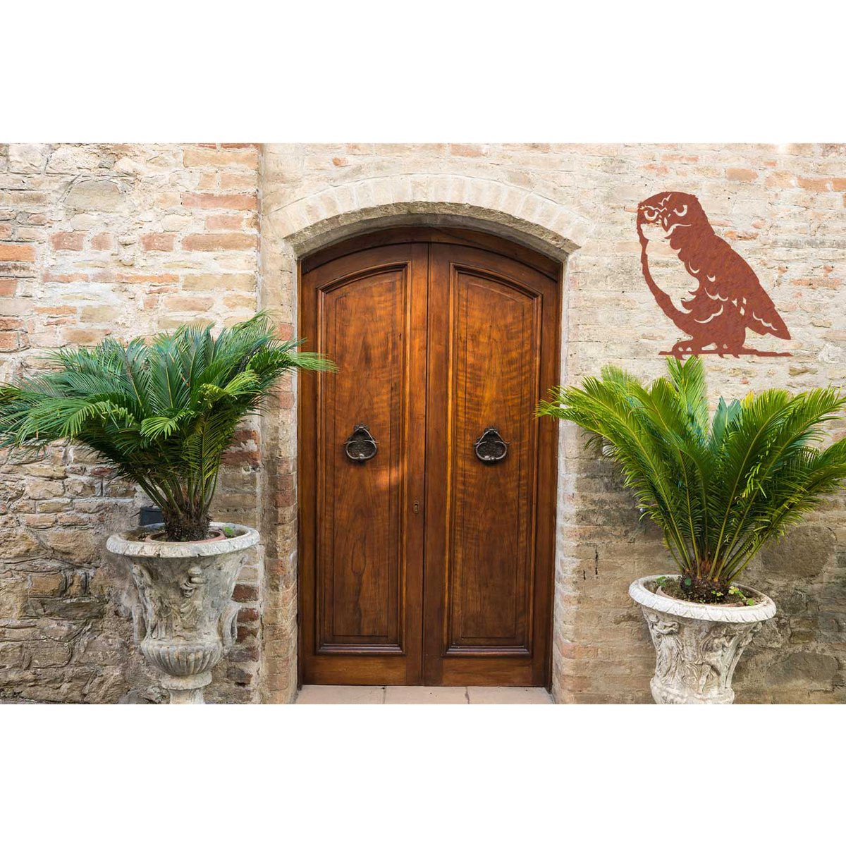 Wanddecoratie uil roestkleur metaal 50,9 cm