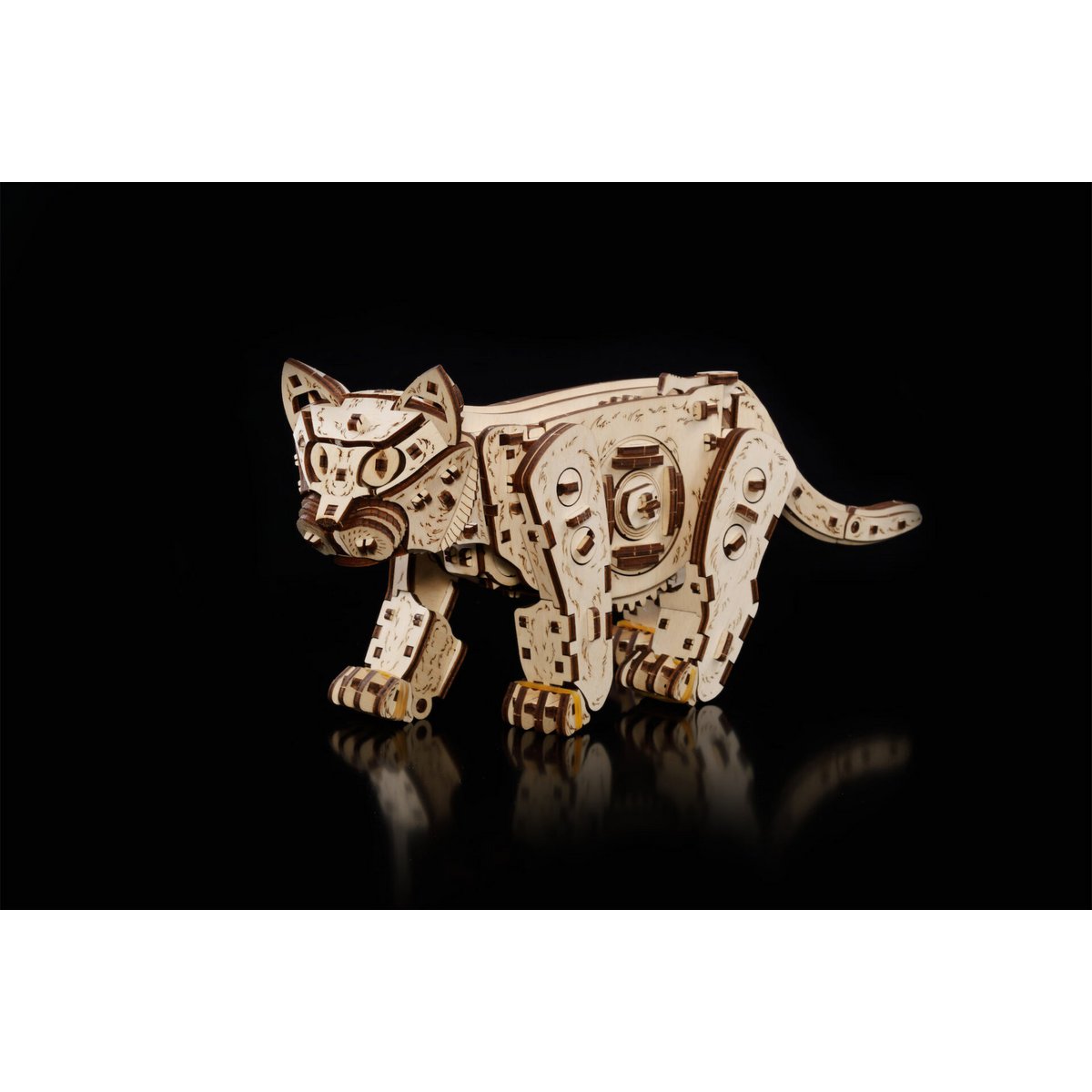 DIY houten mechanische puzzel kitten, 35,1 x 8,4 x 14,5 cm