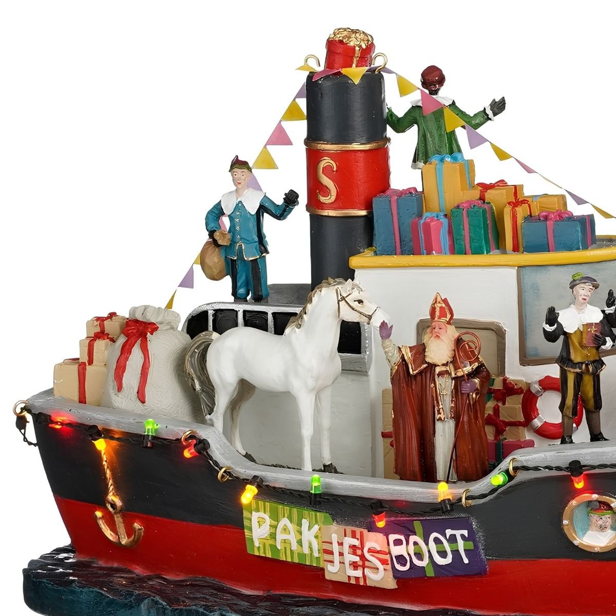 Sinterklaas pakjesboot met LED-verlichting, 32,5 × 17,5 × 19 cm