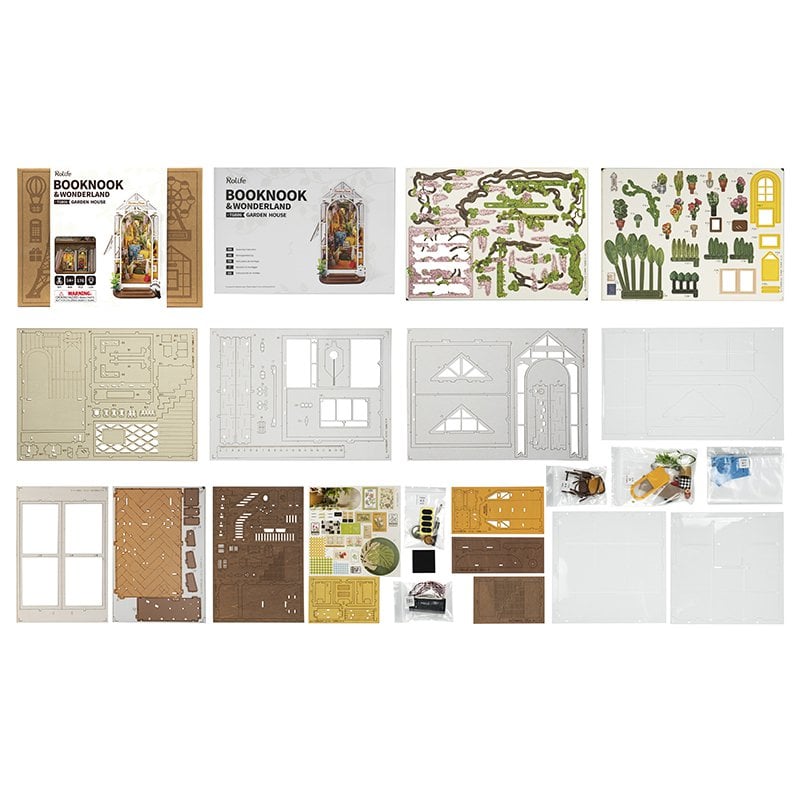 DIY book nook bookend garden house, 24,1 cm