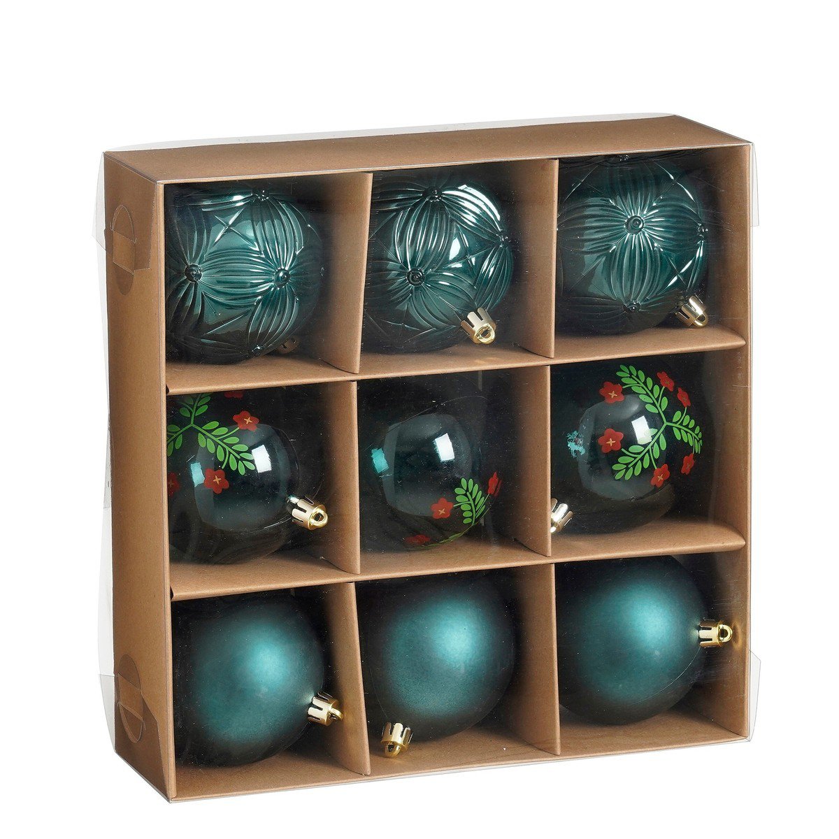 Groene kerstballen set, 9 stuks Ø 8 cm