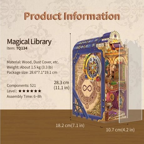 DIY book nook magical library bookend, 28,3 cm