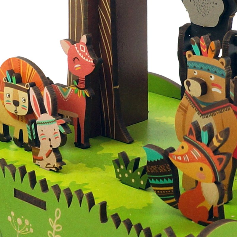 DIY 3D houten muziekdoos Jungle Games, 10,3 x 10,5 x 15,5 cm