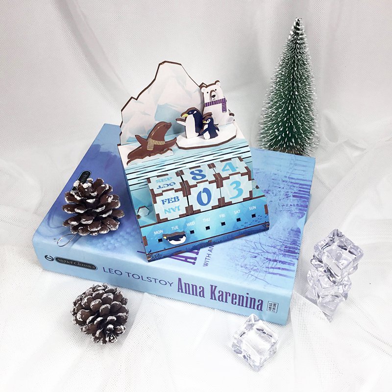 Tonecheer Date at Glaciers 3D houten puzzel kalender DIY miniatuur