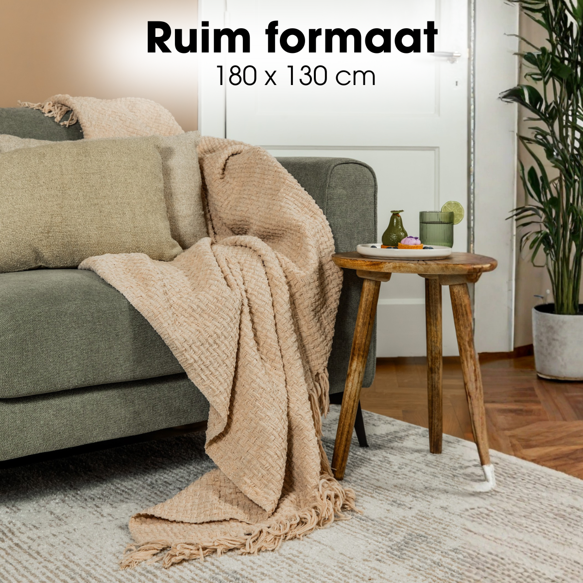 Cosenza plaid, beige, 180 × 130 cm