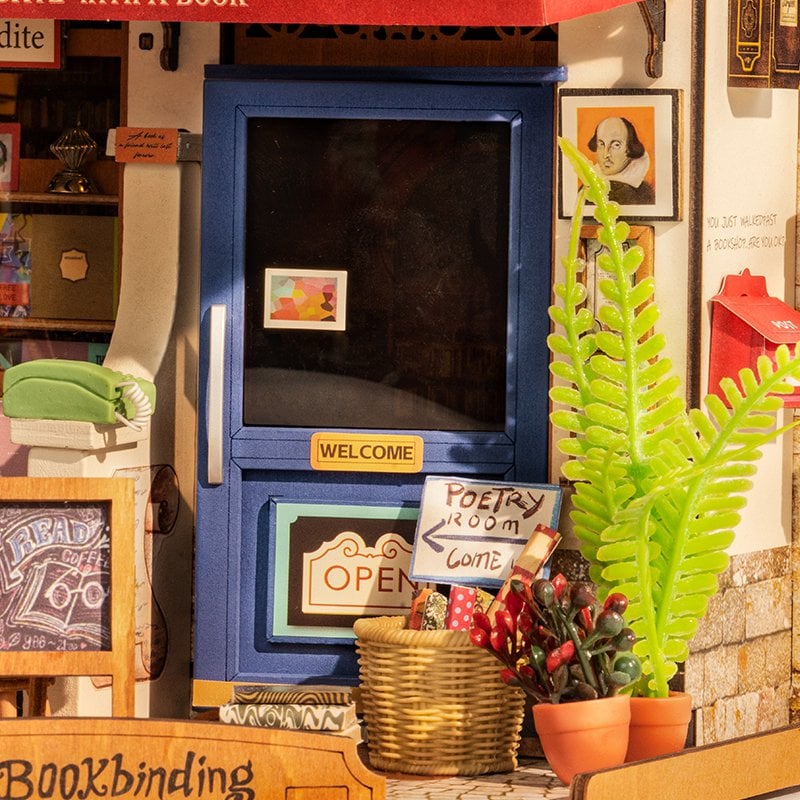 DIY huisje Corner Bookstore met LED verlichting, 25 cm