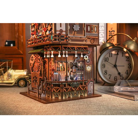 3D houten bouwpakket punk bar bureau organizer 15 × 14 × 25 cm – 161 stukjes