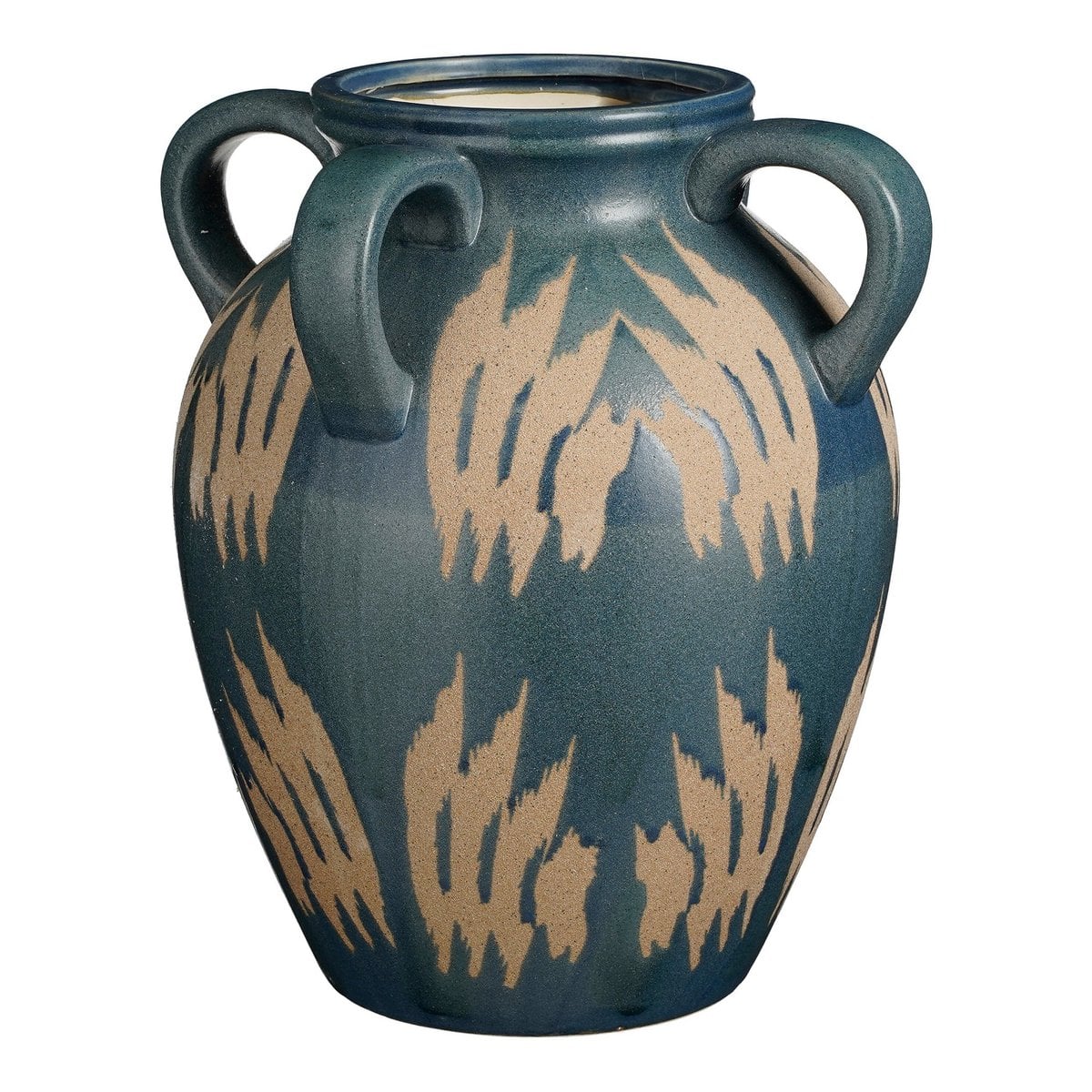 Mica Decorations Caldo Vaas – Keramiek Donkerblauw met Beige Details