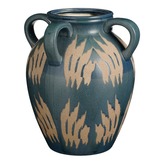 Mica Decorations Caldo Vaas – Keramiek Donkerblauw met Beige Details