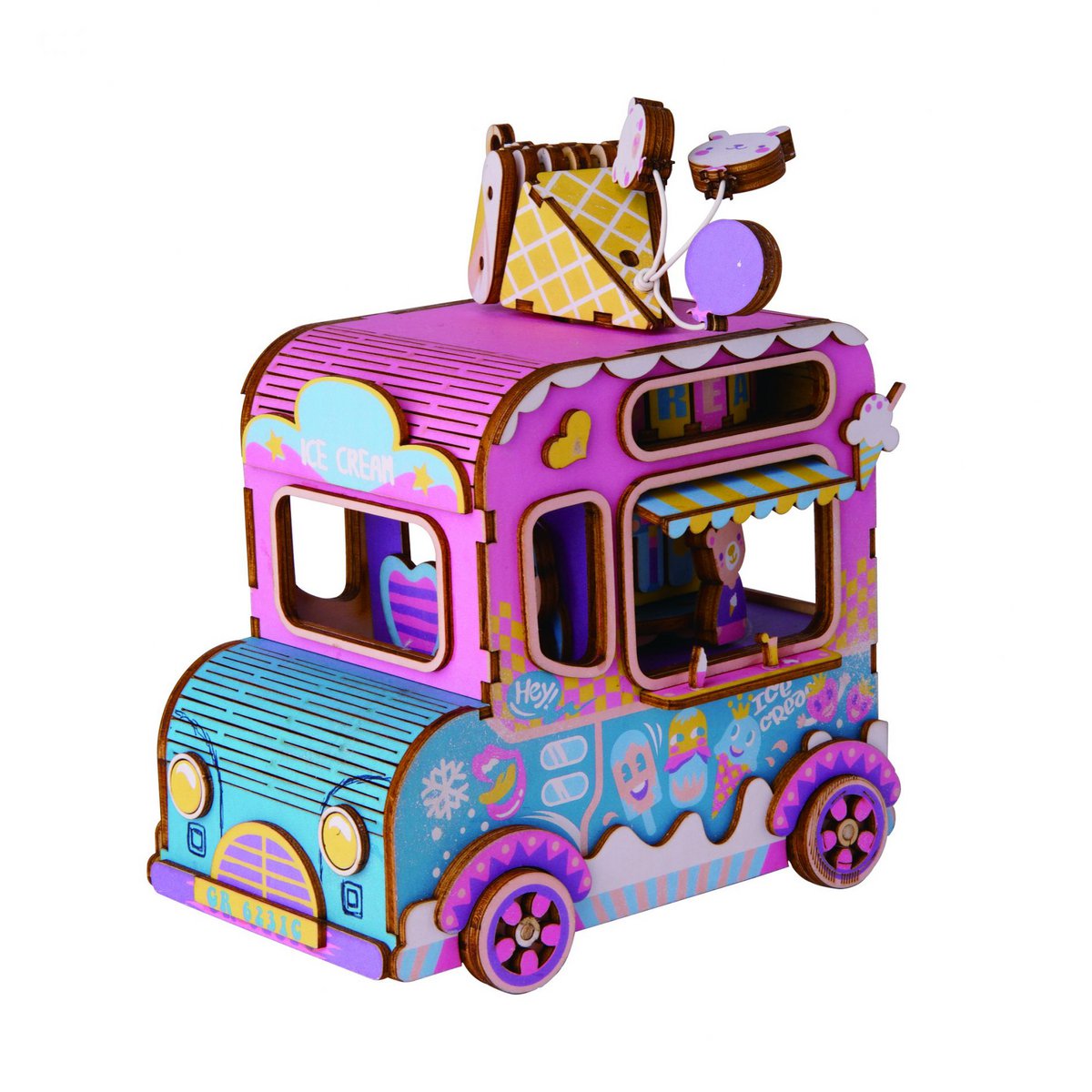 Houten muziekdoos bouwpakket moving flavor 163 stukjes, 14 × 9 × 16 cm
