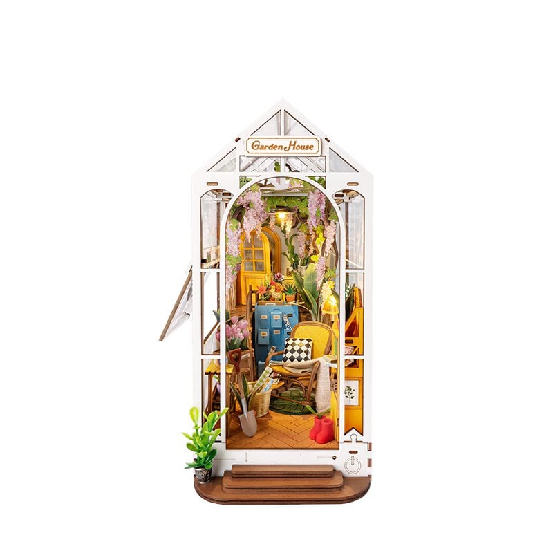 DIY book nook bookend garden house, 24,1 cm