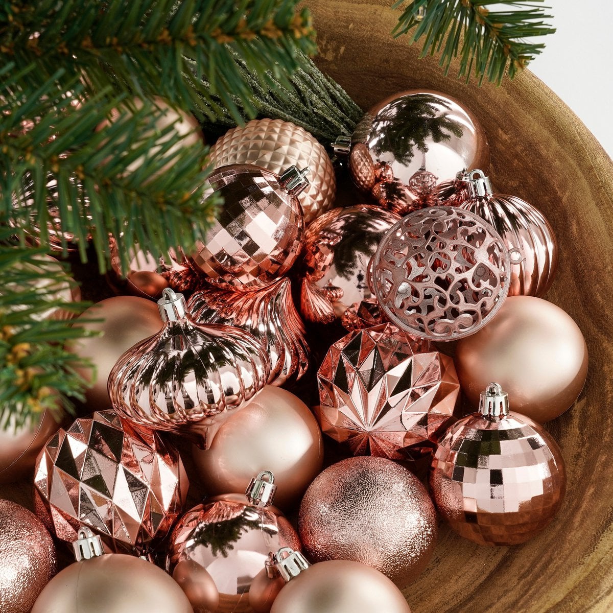 Roze kerstballen set, onbreekbaar, 60 stuks Ø 7 cm