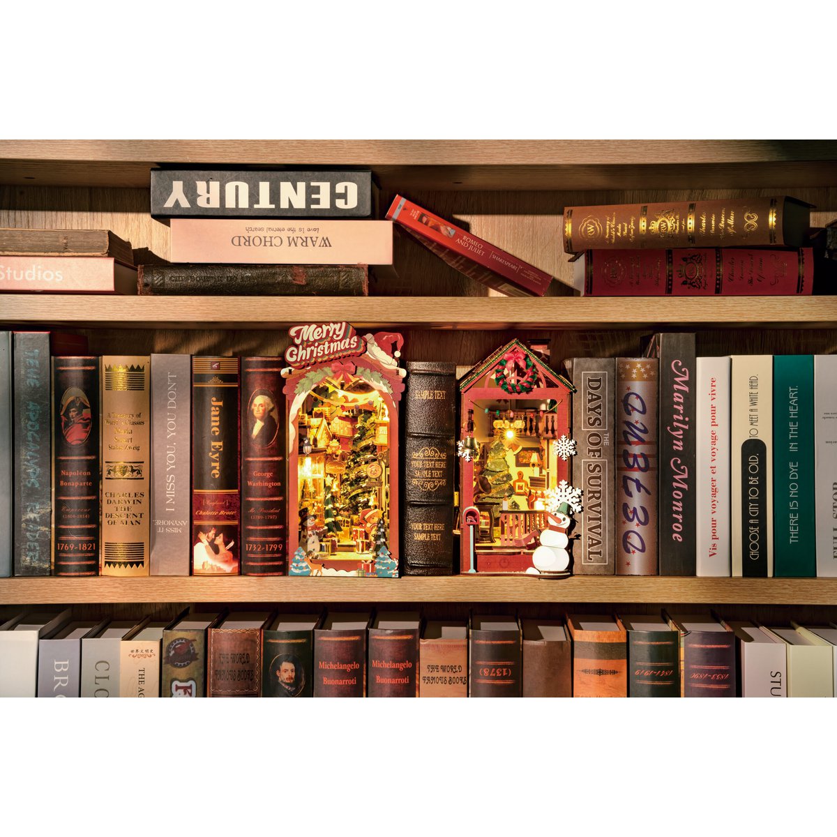 DIY book nook bookend christmas indoor scene, 24,7 cm