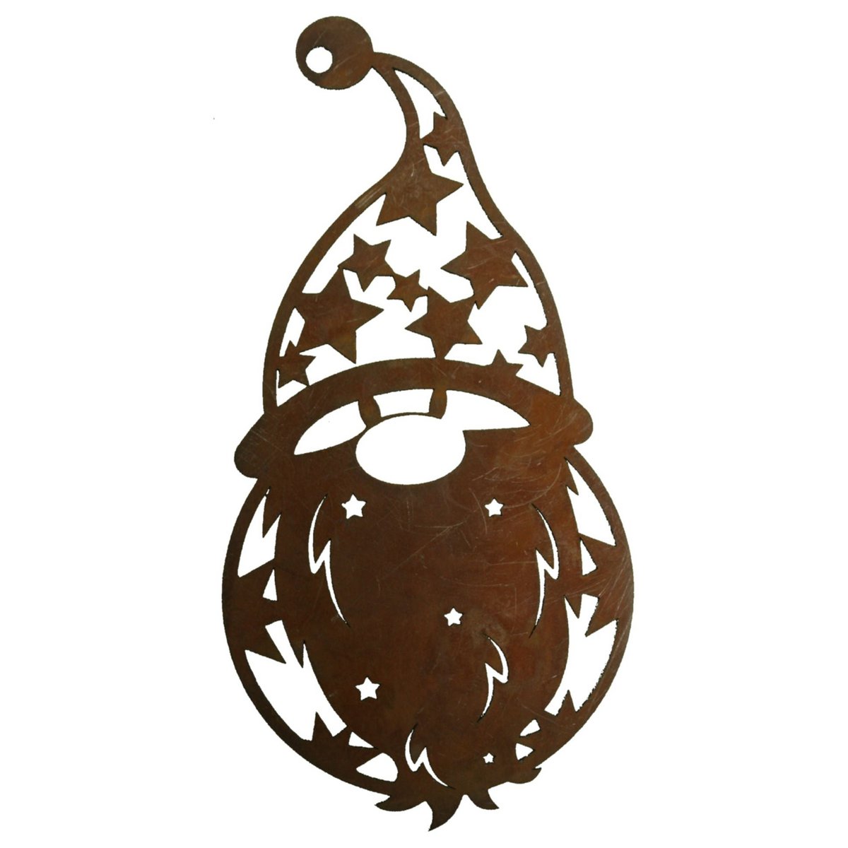 Roest metalen kerstman hanger met 3 sterren – decoratieset