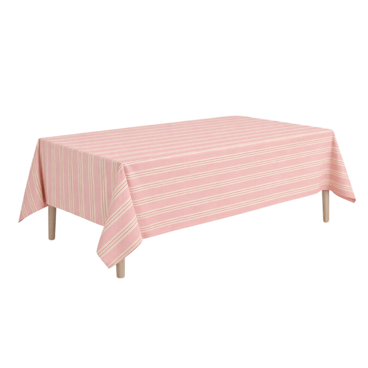 Tafelkleed roze gestreept, 250 x 140 cm