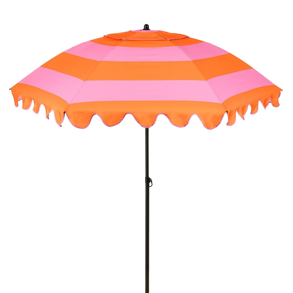 Oranje-roze gestreepte parasol met ruches Ø197 cm