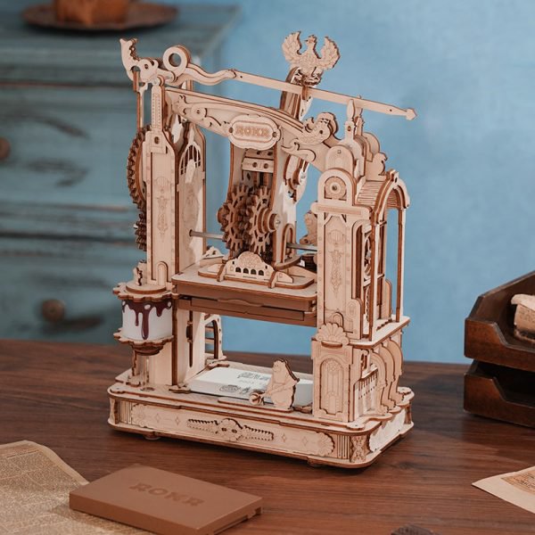 3D houten puzzel klassieke drukpers 21,5 × 14,5 × 27 cm – 303 stukjes