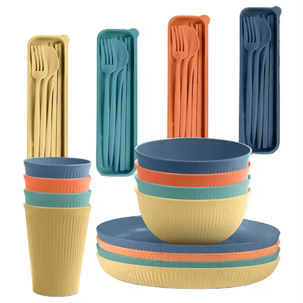 Bioplastic serviesset met bestek, 28-delig