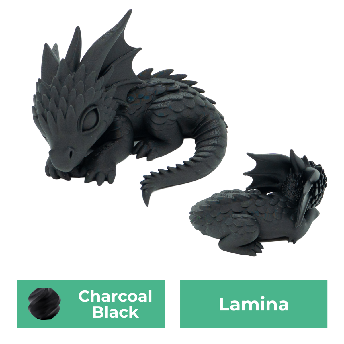 Slapend draakje, 3D-geprint, 10 of 15 cm