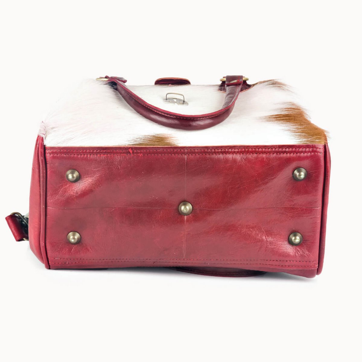 Frou leren handtas met koeienvacht, 30 × 13 × 20 cm