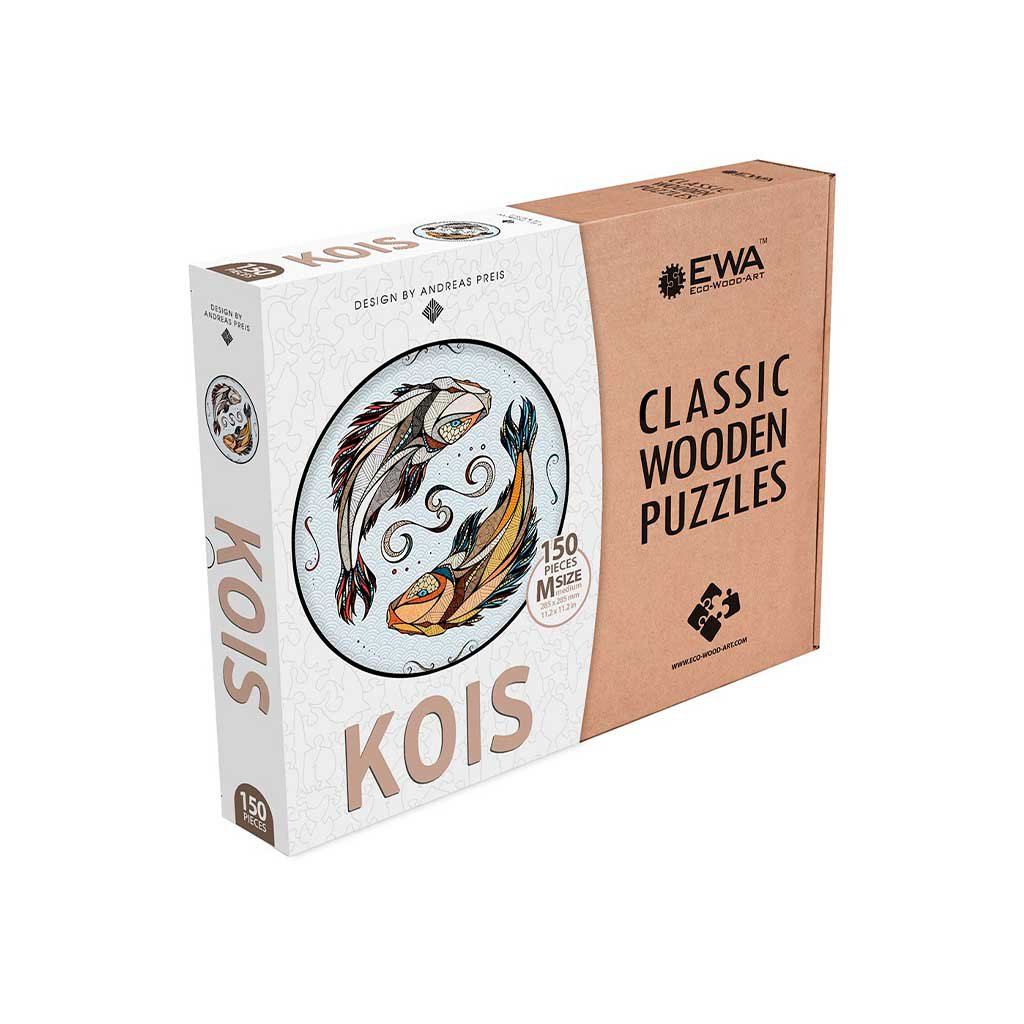 Houten legpuzzel koi karper 150 stukjes, 28,5 x 28,5 cm