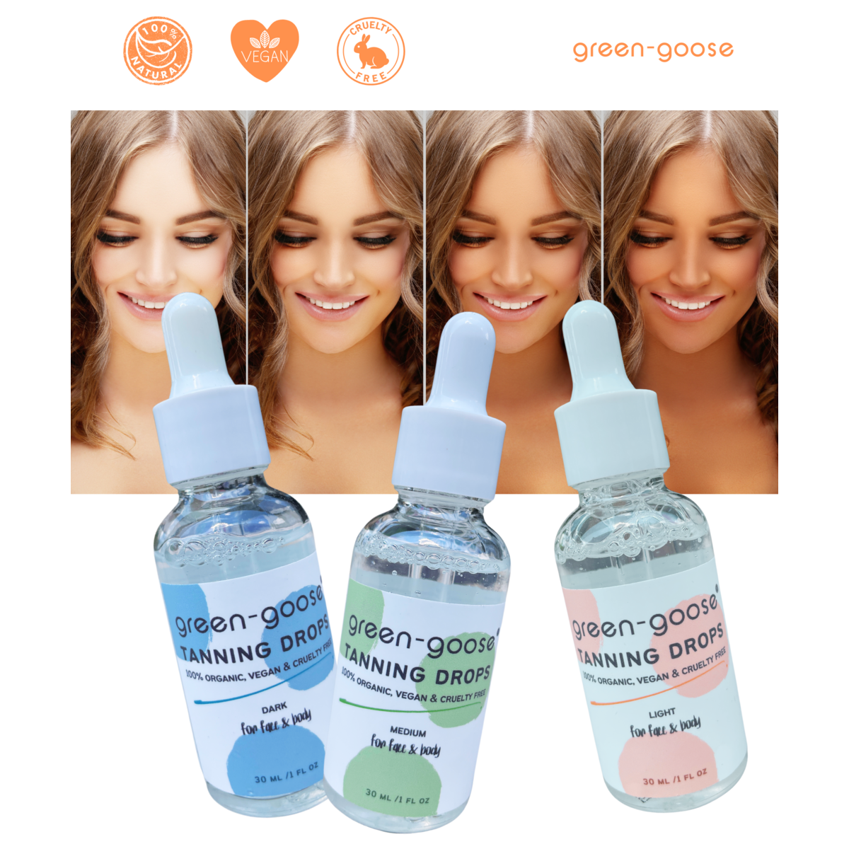 Zelfbruinende druppels Light voor gezicht en lichaam, 30 ml