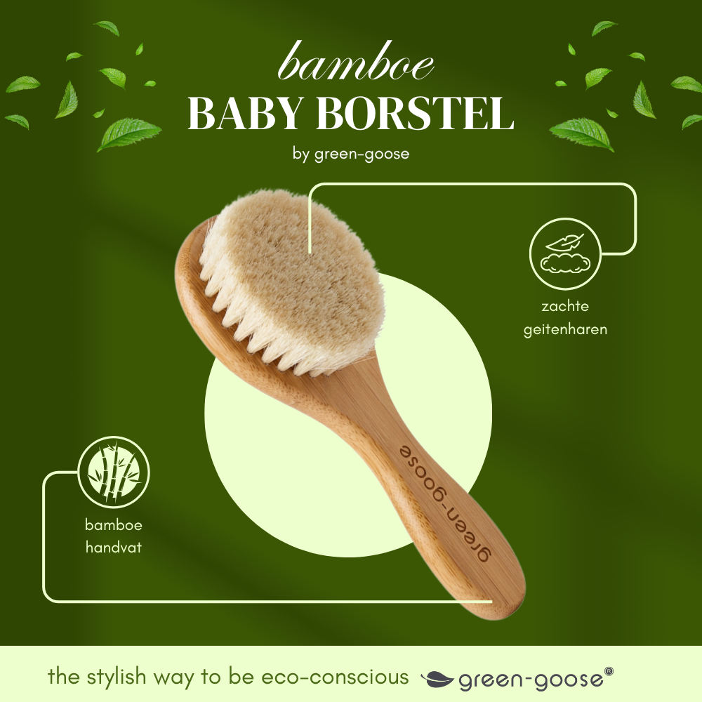 Baby haarborstel van bamboe met geitenhaar