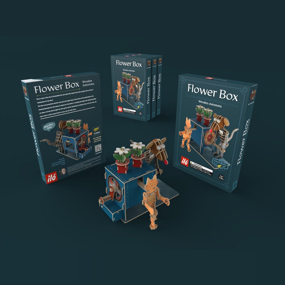 3D mechanische houten puzzel flower box 23 × 18,5 × 19,5 cm – 111 stukjes