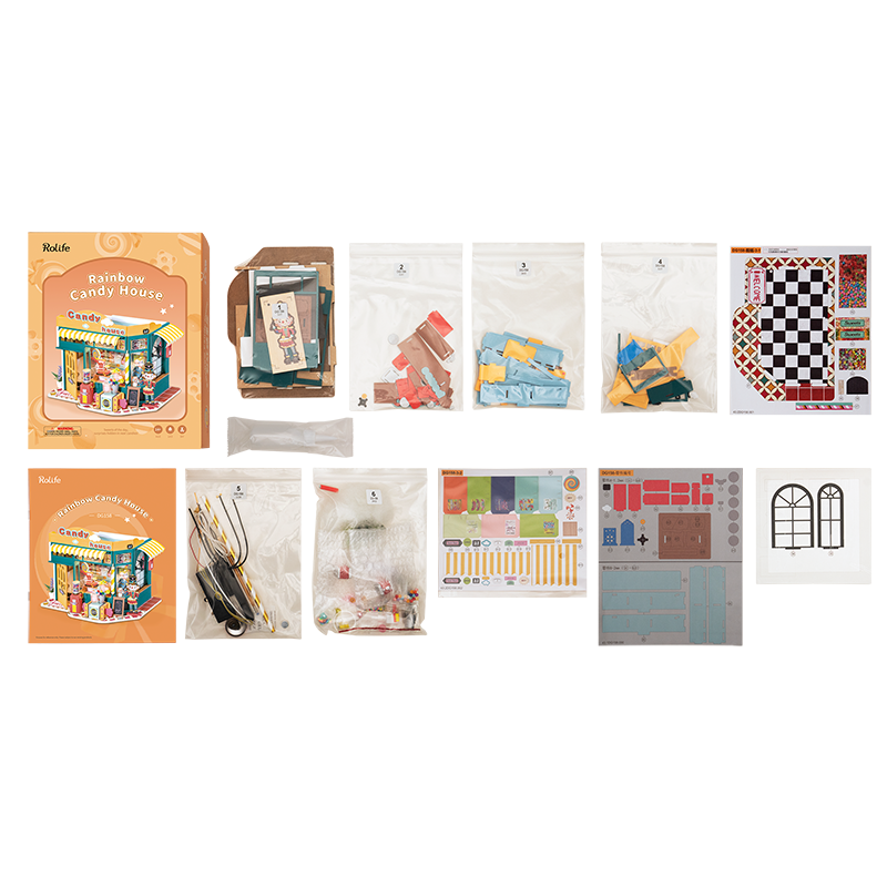 DIY huisje Rainbow candy house, 16,8 cm