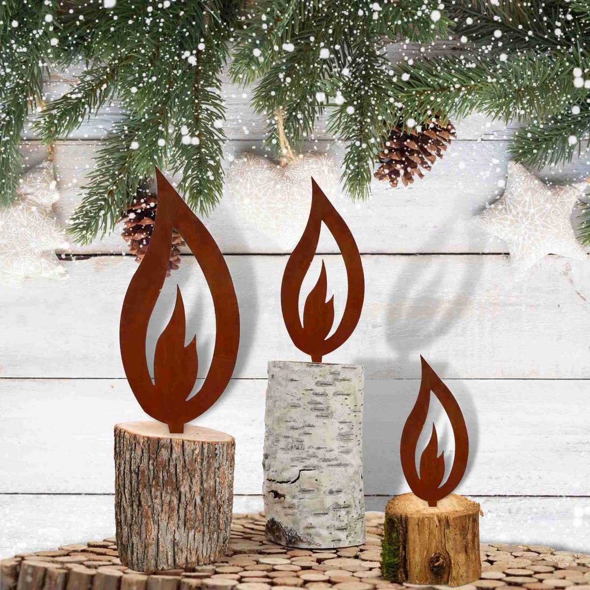 Edelrost Vlam Decoratie – Metaal – 5 Maten – Tuin- en Kerstdecoratie