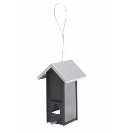 Hangend vogel voederhuisje zwart zilver compact