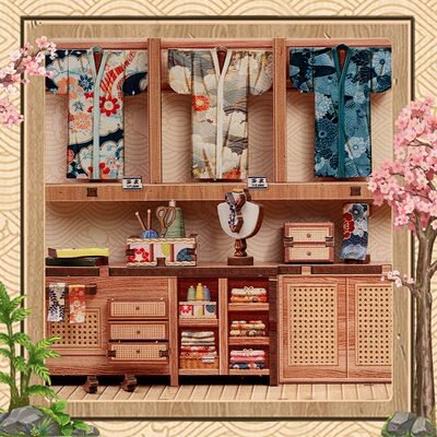 Sakura O Kimono Shop miniatuurhuisje, 14 × 13 × 19 cm