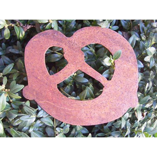 Pretzel decoratie van roestpatina, 13 × 15 cm
