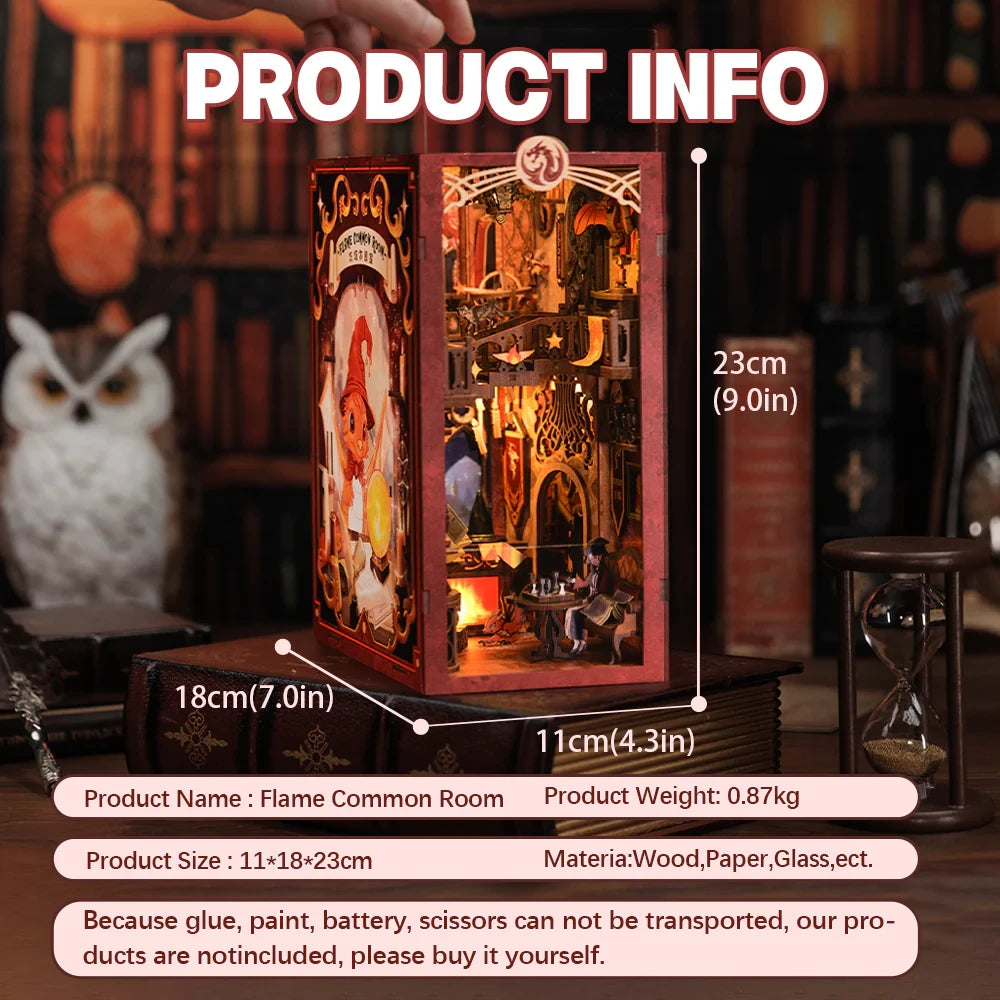 Flame Common Room book nook, 18 × 11 × 23 cm
