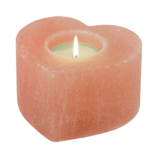 Himalaya zout waxinelichthouder hart 6 cm oranje