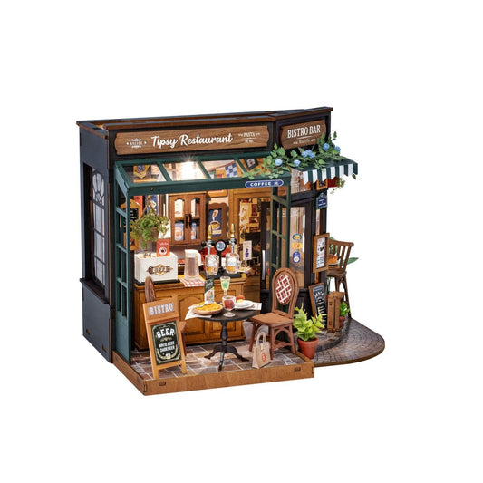 DIY huisje tipsy restaurant met led verlichting, 24 cm