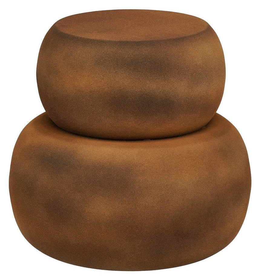 Zea, bruine bijzettafel met antieke afwerking, Ø43 x 37 cm