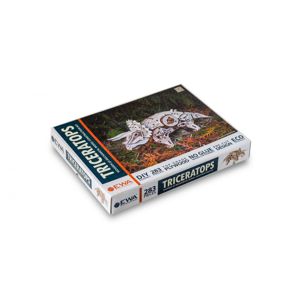 DIY houten mechanische puzzel Triceratops, 32 x 10,5 x 16 cm