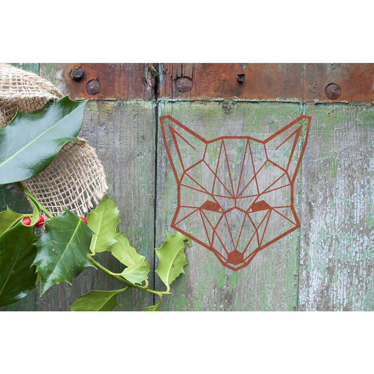 Metalen wanddecoratie vos roest, 39 cm