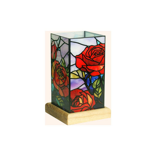 LED roos lamp USB met houten voet 16,5 cm