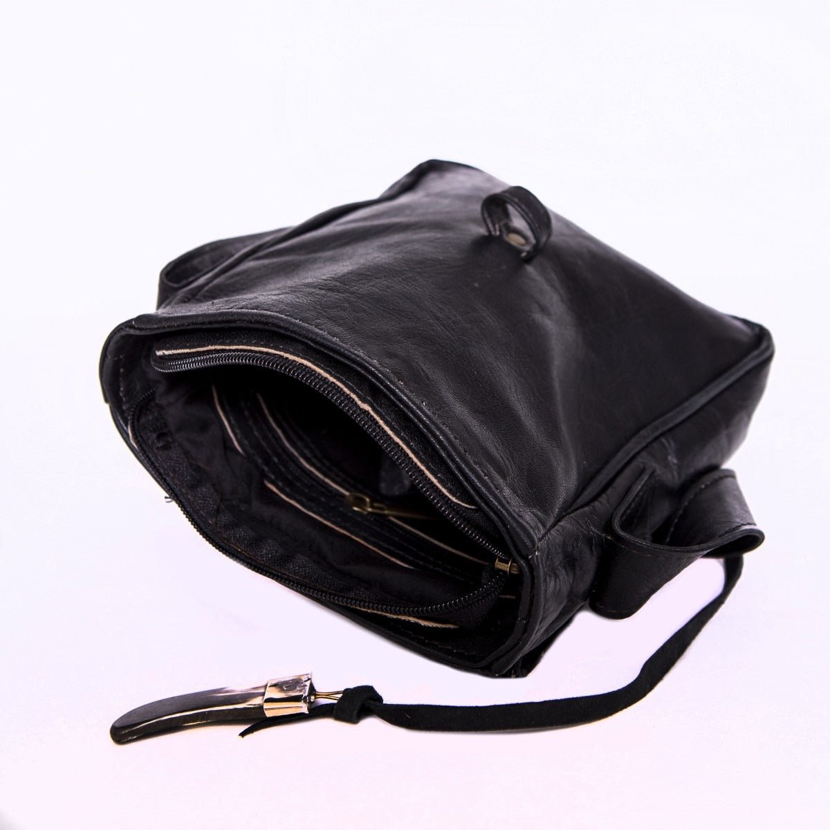 Qabli leren schoudertas, 18 × 4,5 × 22 cm